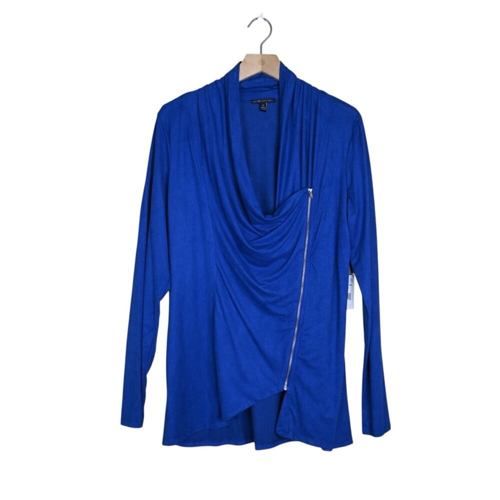 mm Couture Womens XL Cowl Neck Side Zip Drapey Blouse NEW
